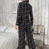 17351817537fe6adcfbddebb00d88f6c5f00fa4cb7 Women Floral Print Long Sleeve Top & Long Pants Pajama Set, Autumn/Winter, Fall Clothes