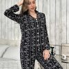 1735181766c66c8b3dc34faf0c84d8a83d1ddfbaa8 Women Floral Print Long Sleeve Top & Long Pants Pajama Set, Autumn/Winter, Fall Clothes
