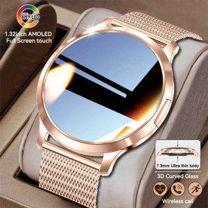 175583195818acd621885e210e491b72fb42061e9e 1pc Ladies Fashionable Luxury Smartwatch, 1.32inch HD AMOLED Screen Touch, 3D Curved Glass, 7.3mm Ultra Thin Alloy Body, Hidden Button Design, With HD Wireless Call, Receive Messages, Voice Assistant, DIY Watch Face, Music/Photograph Control, Multi Functional Smartwatch, Sleep Monitoring, Female Cycle Reminder, Fitness Tracker, Motion Track, Multi-Sport Modes Smart Watch Women, Compatible With Android IOS